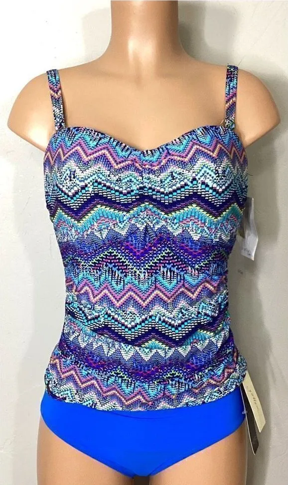New. Profile by Gottex Blue tankini. 36/D-10/bottom. Retails $168 - Image 1