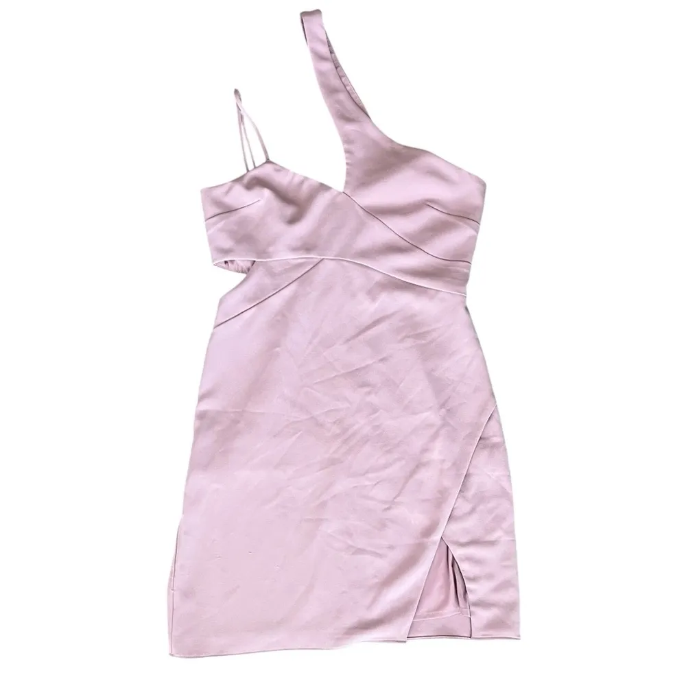 Revolve NBD x Naven Chloe Asymmetric One Shoulder Cutout Wrap Mauve Mini Dress S - Image 11