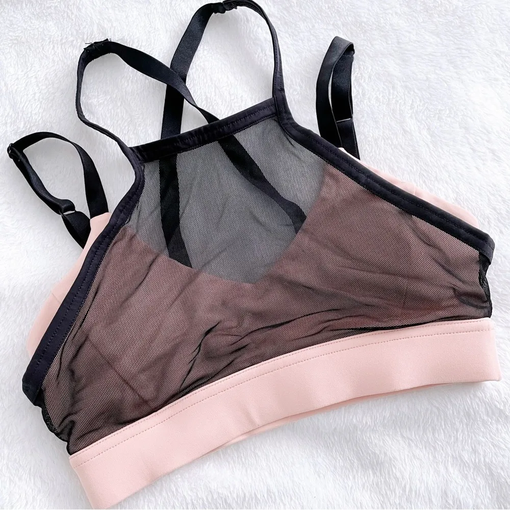 Forever 21 Black Peach Pink Athletic Sports Casual Exercise Mesh Bra Top - Image 2