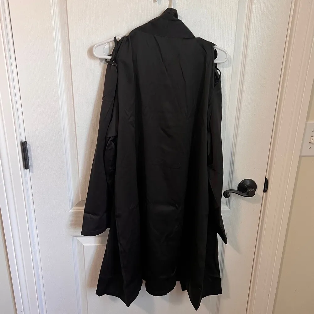 Frederick's of Hollywood Robe Womens Summer Lattice Lacing Robe Medium Black NWT - Image 8