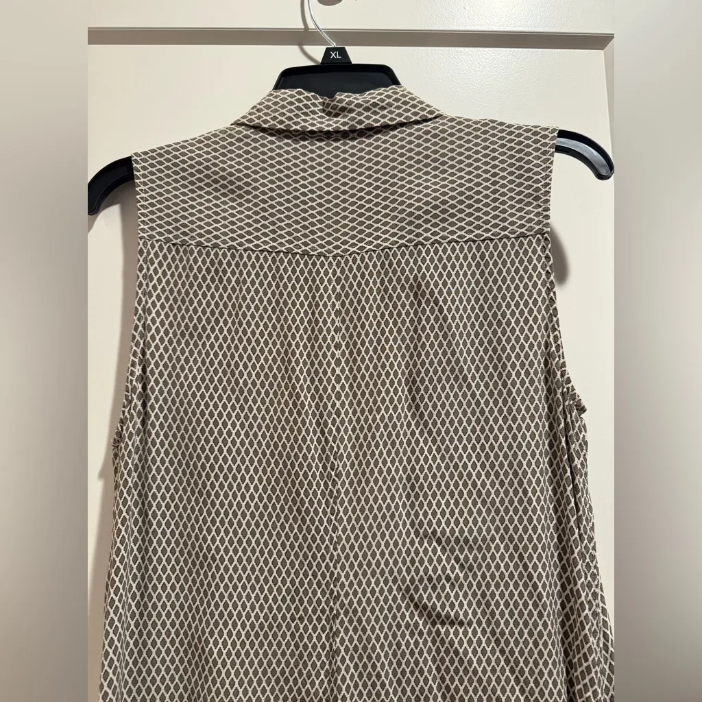 Equipment‎ Femme Green Lattice 100% Silk Sleeveless Shirt Dress Button Size M - Image 6