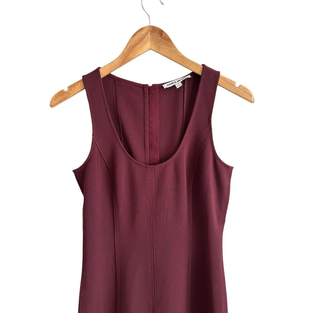 NEW Elizabeth and James Mireille Scoop Neck Sleeveless Ponte Burg Midi Dress 4 - Image 7