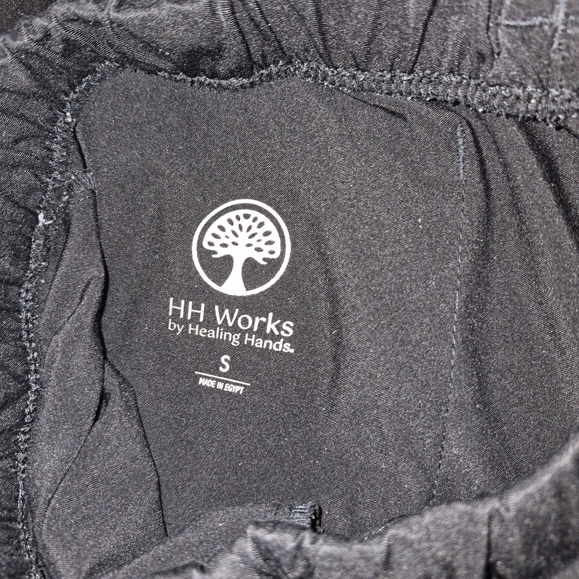 Healing Hands Black Scrub Set Small/Medium V-Neck Top Cargo Drawstring Pants - Image 5