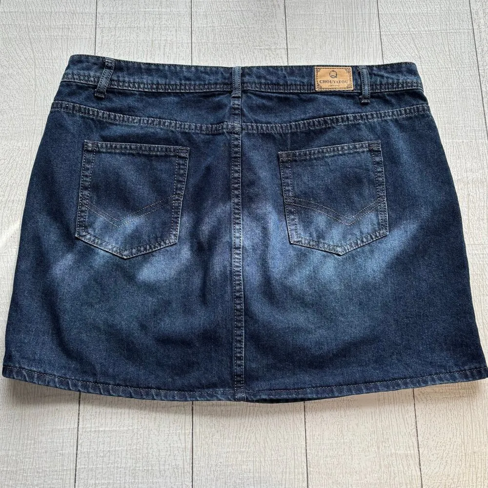 ChouYaTou Denim Mini Skirt Size XL Blue - Image 2