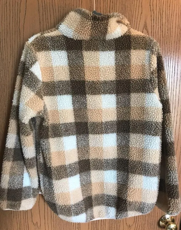 Neutral Plaid Pullover Tan - Image 2
