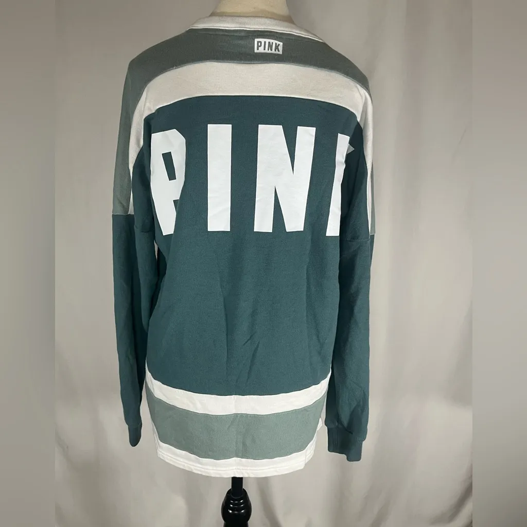 Victoria Secret PINK Lace Up Neckline Hockey Style Sweatshirt - Image 4