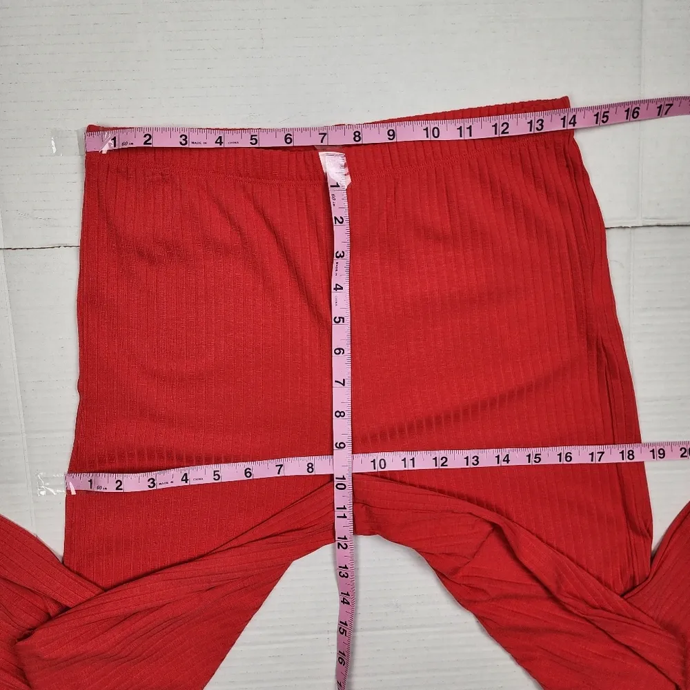 Billabong Easy Waves Pants Ribbed Wide Leg Cropped Red Coral Size L - Image 7