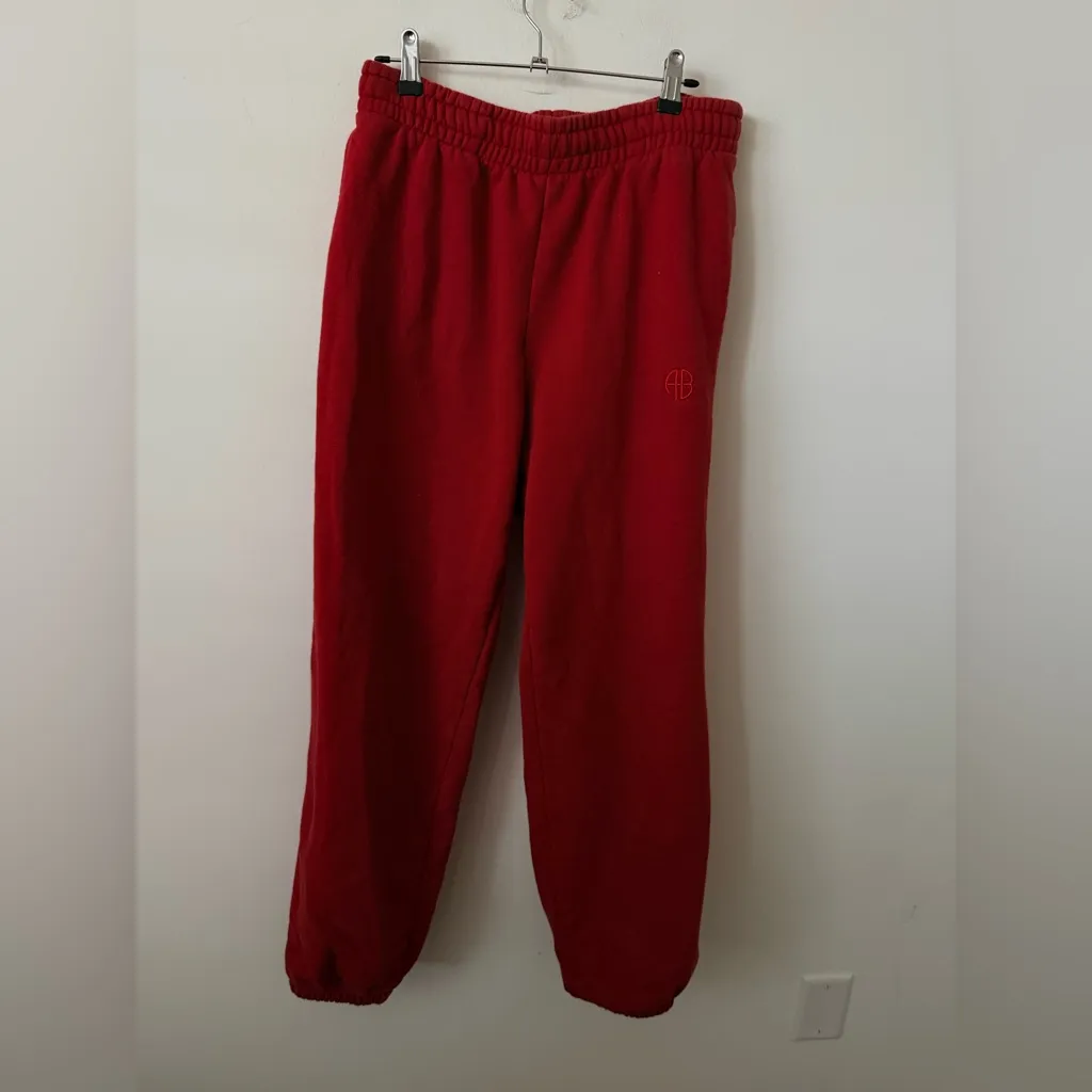 ANINE BING karter jogger sweatpants in washed red size large - Image 3