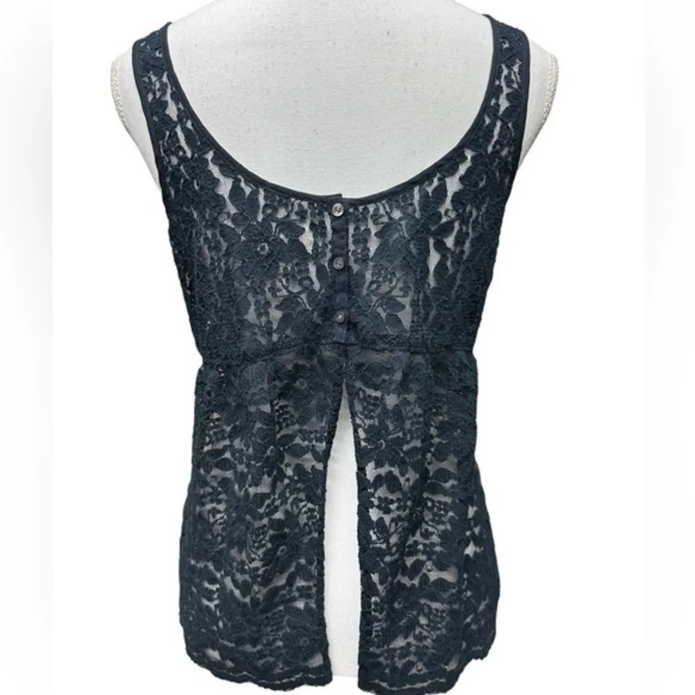 Gilly Hicks Abercrombie & Fitch Australia Lace Sheer‎ Navy Blue Tank Size M - Image 2