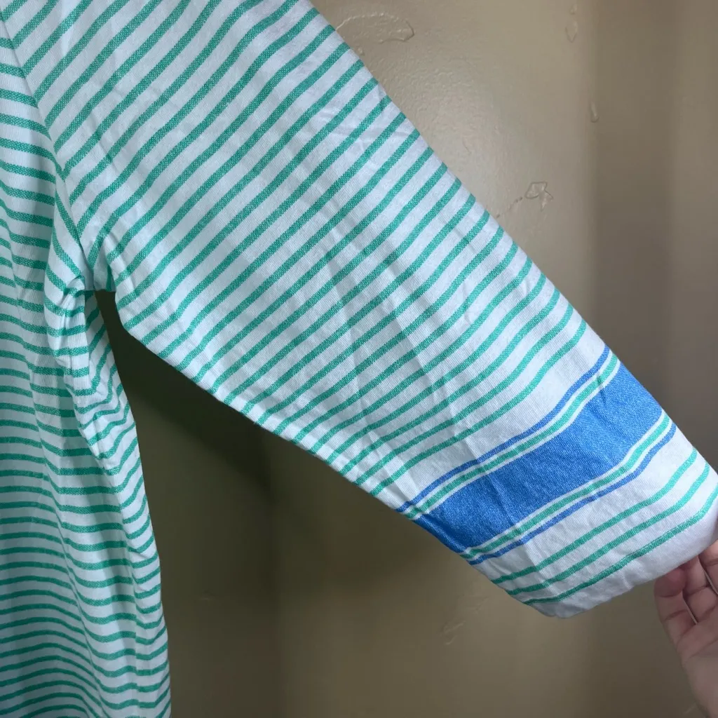 Talbots 2X Color Block Stripes 3/4 Sleeve Turquoise and Blue‎ Comfy Top Travel - Image 4