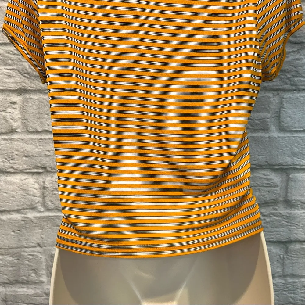 “Hey Girl” Women’s M Orange Stripe Short Sleeve Fitted Shirt - Image 6