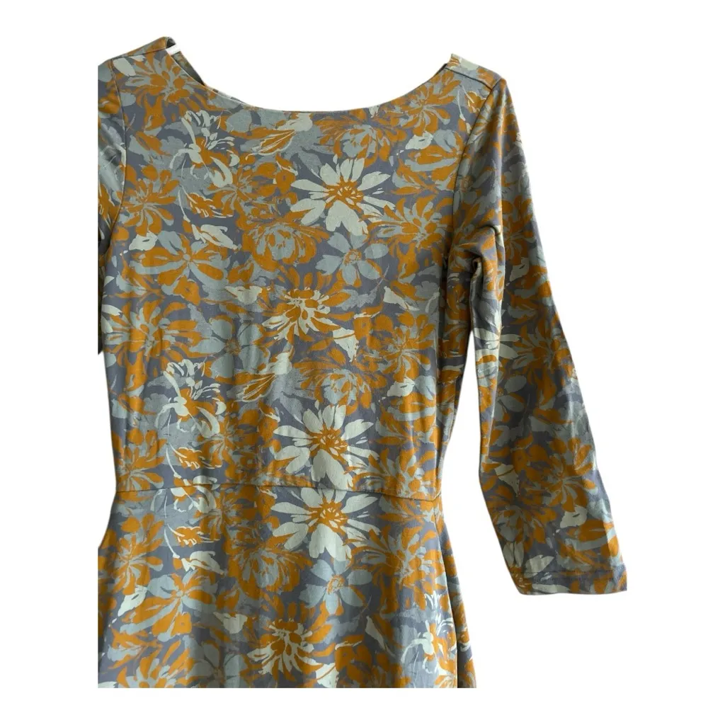 Pact Organic Cotton Brushstroke Floral Scarlett Open Back Fit & Flare Midi Dress - Image 3