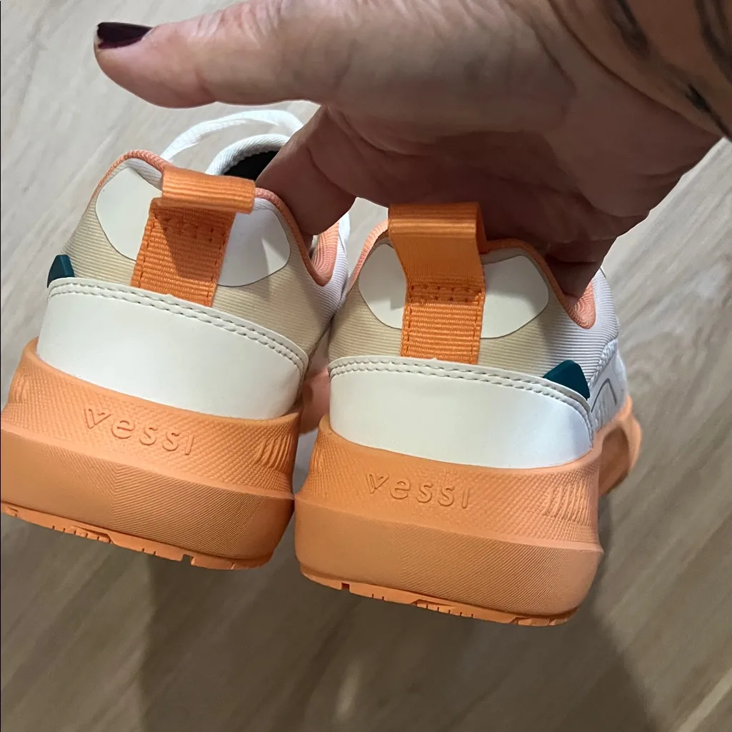 Vessi Tidal Women’s 7.5 Men's 6.5 White and Orange Sneakers Waterproof - Image 3
