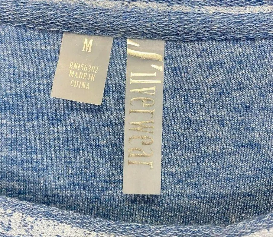 Silverwear Women's Blue Striped Long Sleeve Sweater Size M Tunic Scoop Neck Size M - Image 9