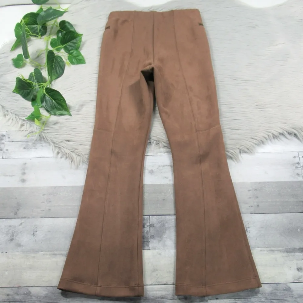 BCBGMAXAZRIA Faux Suede Flare Leg Pant in Light Mocha Women's Size XS - Image 8