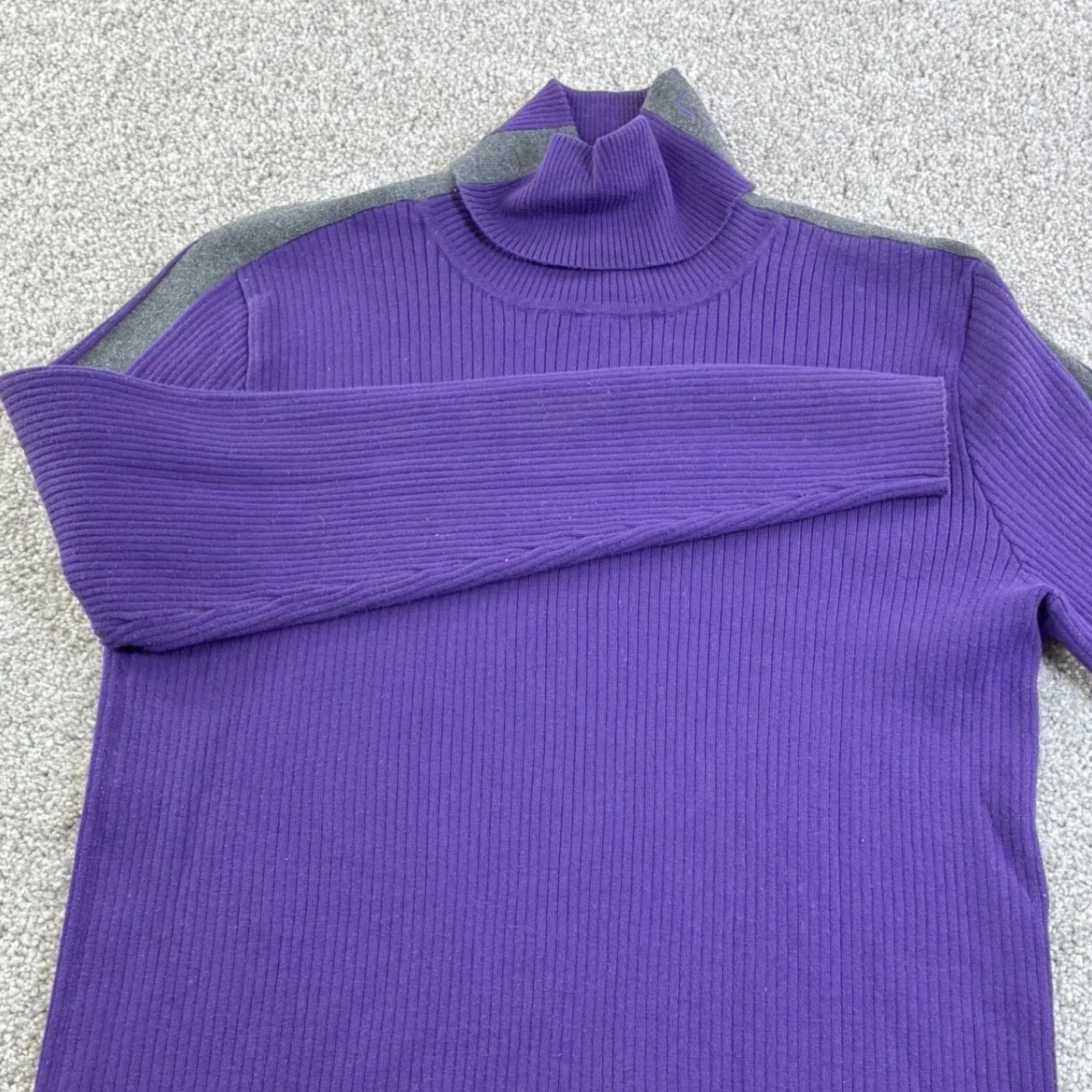 Lauren Active LRL Womens L Purple Ribbed Turtleneck Sweater Long Sleeve Logo VTG - Image 2