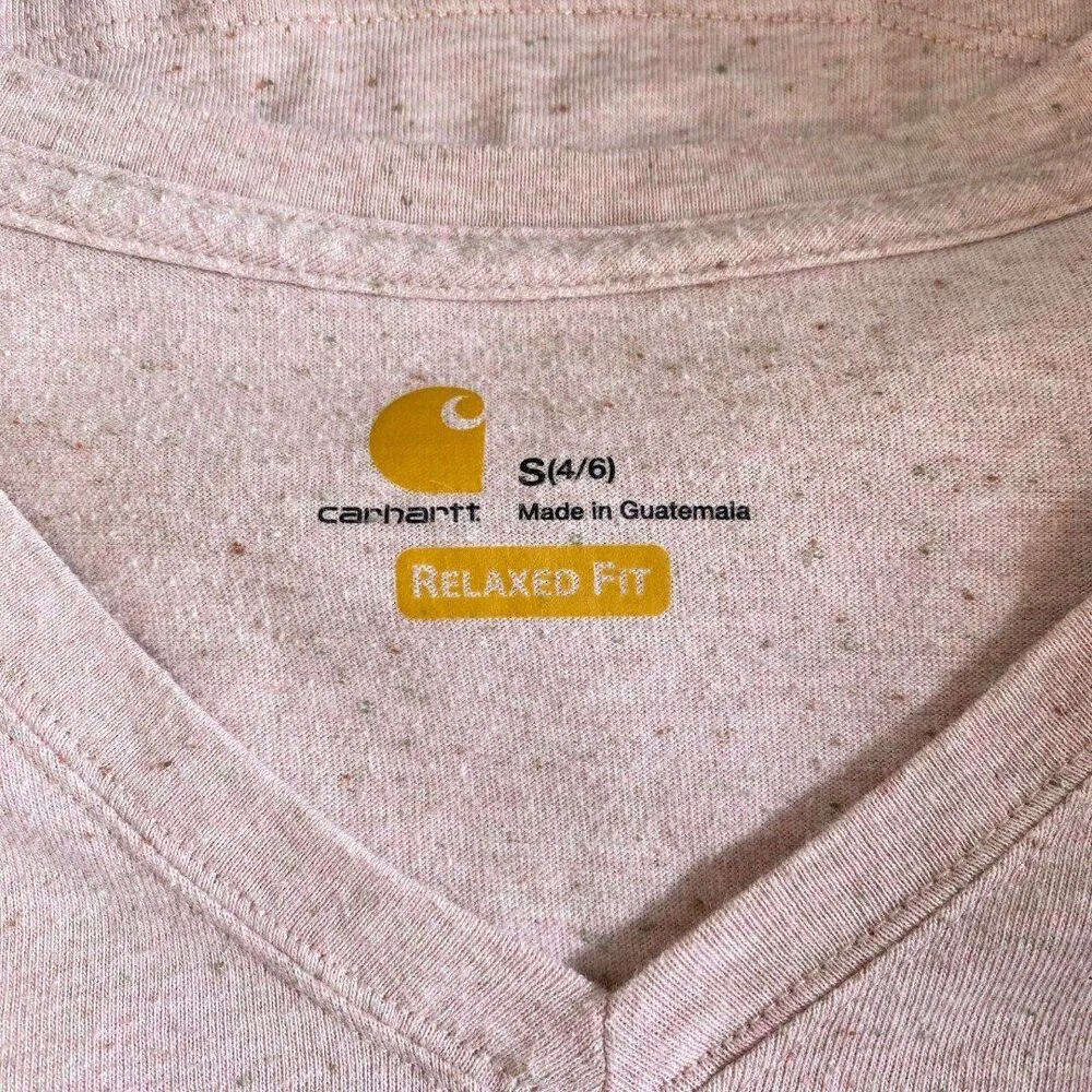 EUC Women's Carhartt Relaxed Fit V-Neck Long Sleeve Top Size Small - Image 5