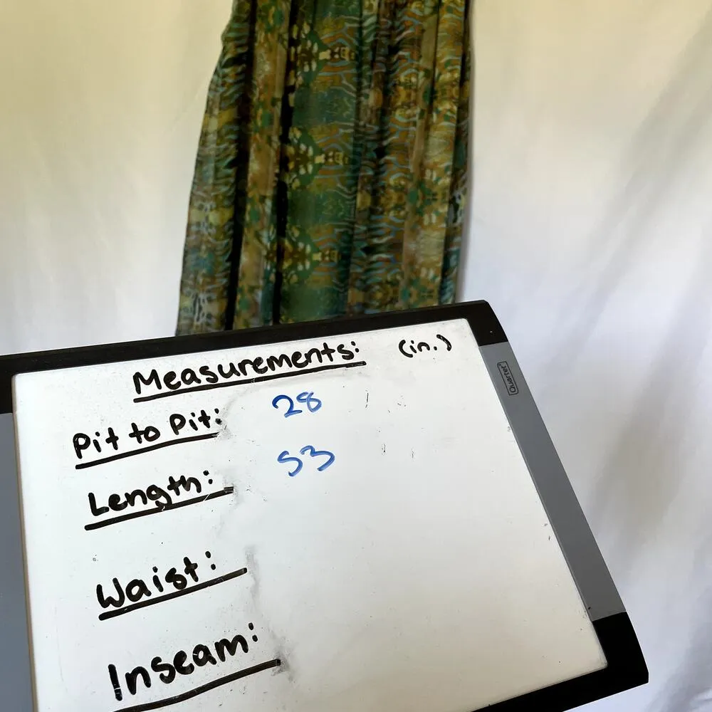 Halter neck green blue brown maxi dress modest women's size large flowy dress - Image 4