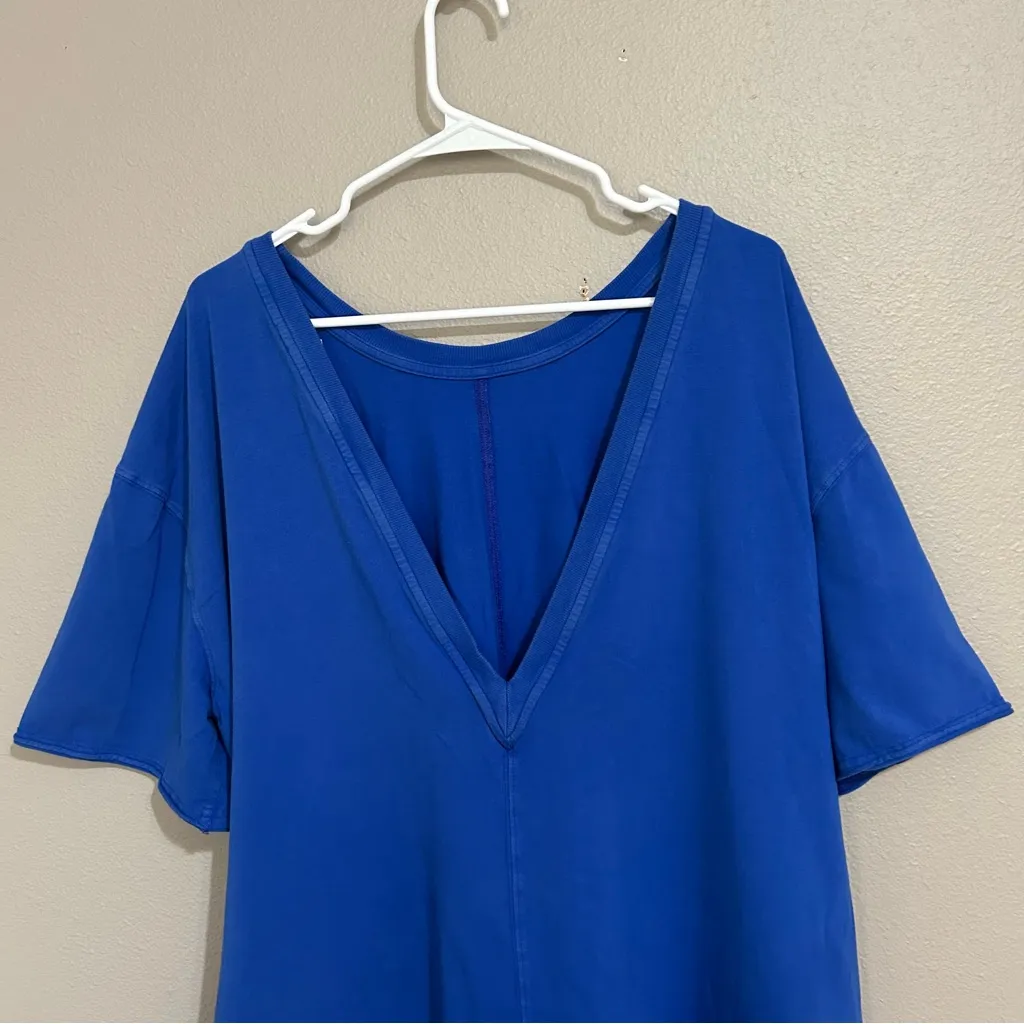 Free People Hot Shot Tee Blue Oversized Romper women’s size large - Image 9