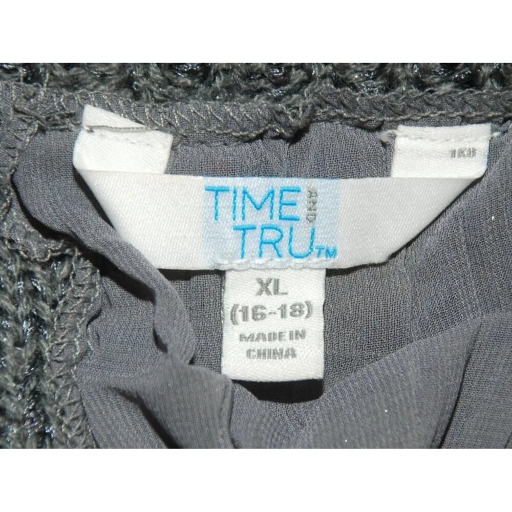 Time And Tru Ladies XL 16 18 Gray Sequin Sweater Adorable Detailed Back Winter P - Image 8