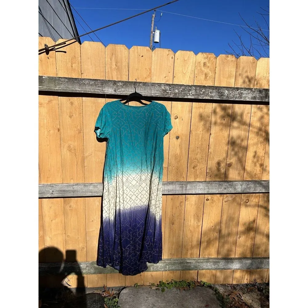 Akkriti Womens Blue Purple Gold Boho Fairy Dress Size XL Summer Short‎ Sleeve - Image 7