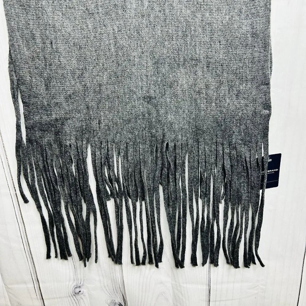 Lucky Brand Solid Brushed Scarf Dark Heather Grey w/Fringe 15" X 88" NWT - Image 2