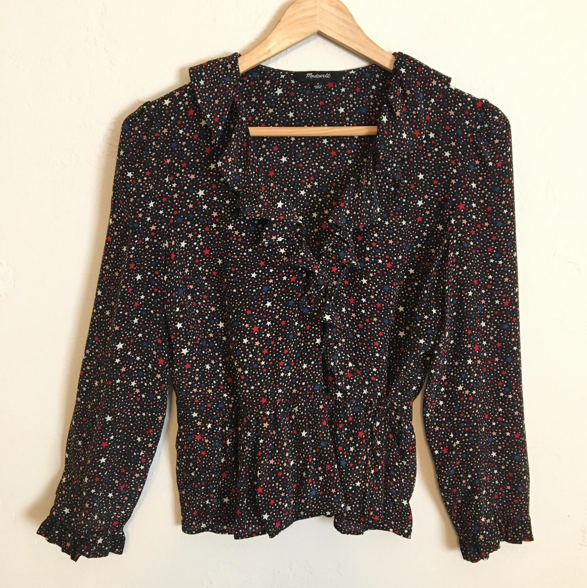 | Starry Night Silk Ruffle Wrap Blouse - Image 2