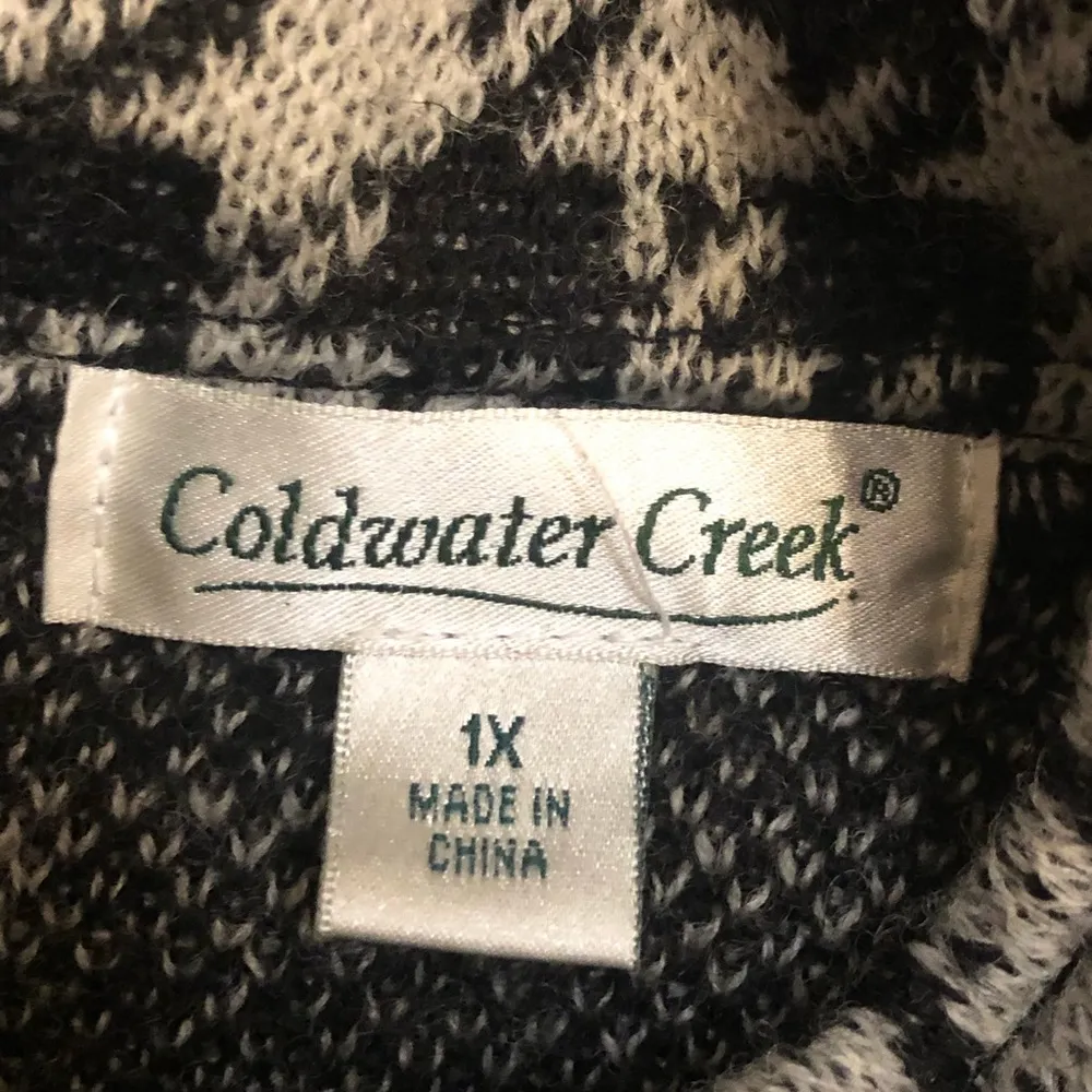 COLDWATER CREEK Black and White Houndstooth Single Breast Cape Coat Sz 1X - Image 2