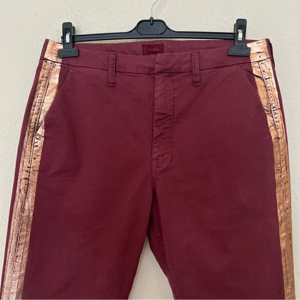 Mother The Shaker Prep Fray Pants in Dahlia Rose Gold Size 31 Red - Image 6