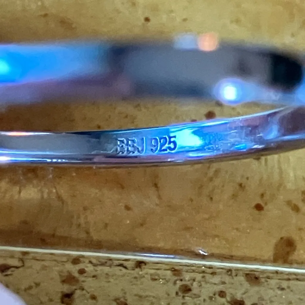 Blue Zircon White Sapphire Sterling Silver Ring Size 10 - Image 6