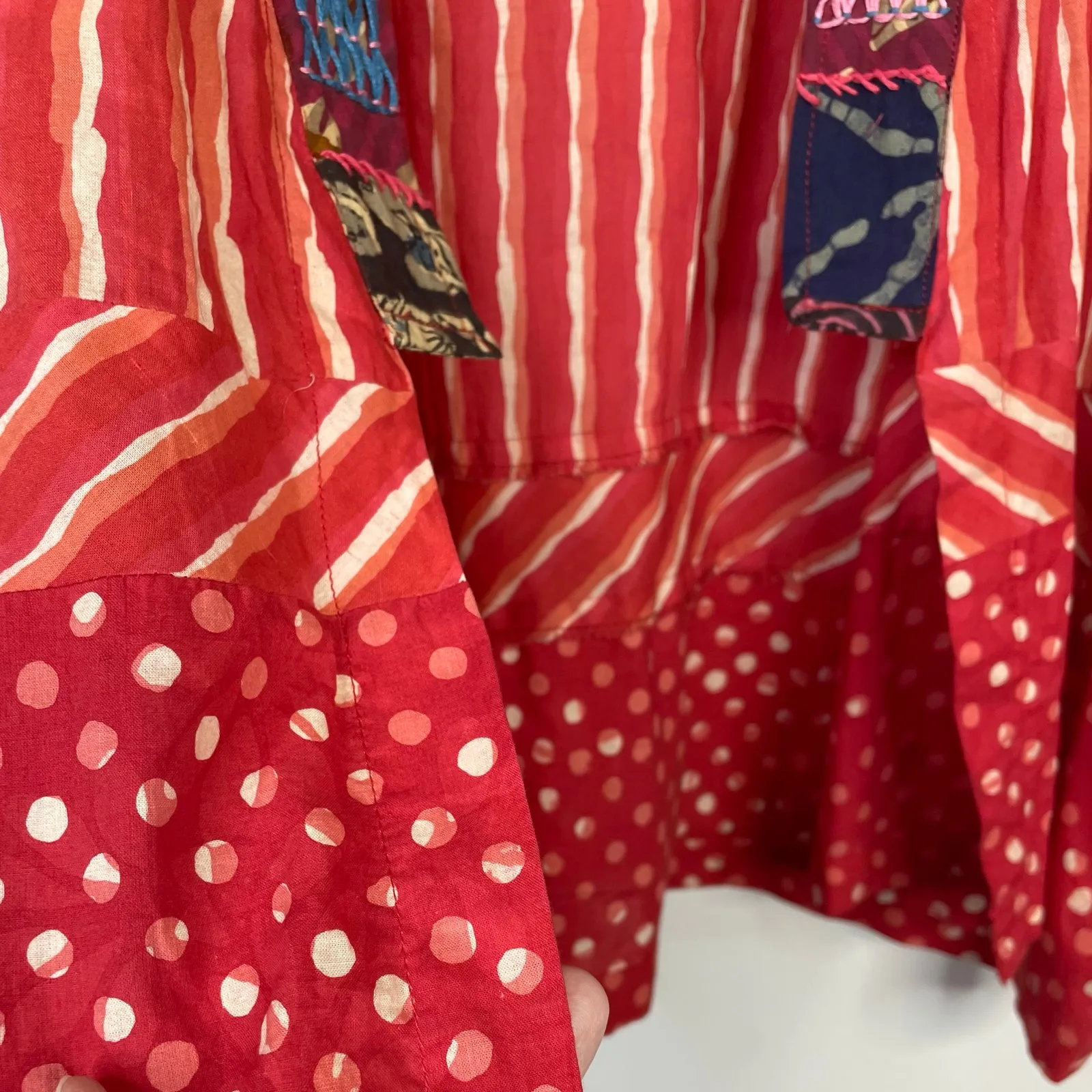 Marketplace India Sikkim Open Boxy Lightweight Cotton Embroidered Artsy Jacket L Orange Size L - Image 8