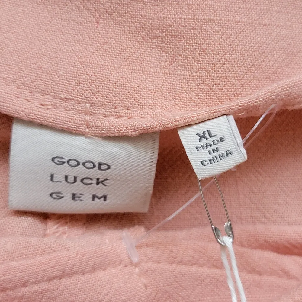 Nordstrom Good Luck Gem Pastel Pink Tailored Mid Rise Linen Shorts Size Xl - Image 3