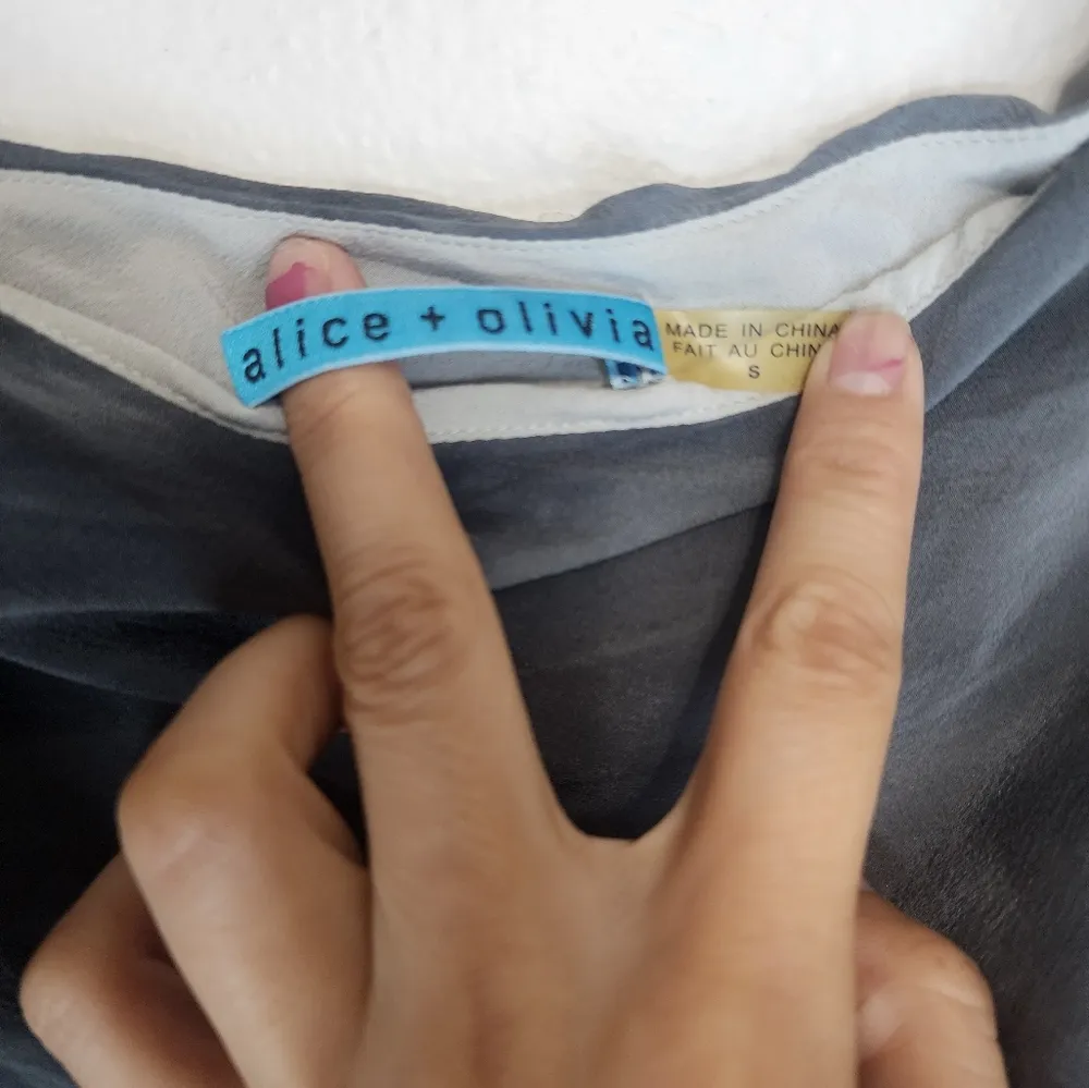 Alice + Olivia Gray Silk One Shoulder Top - Image 2