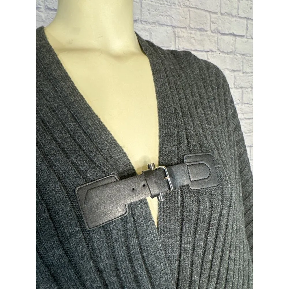 MICHAEL MICHAEL KORS Leather-Trim Poncho in charcoal size med / one size - Image 6