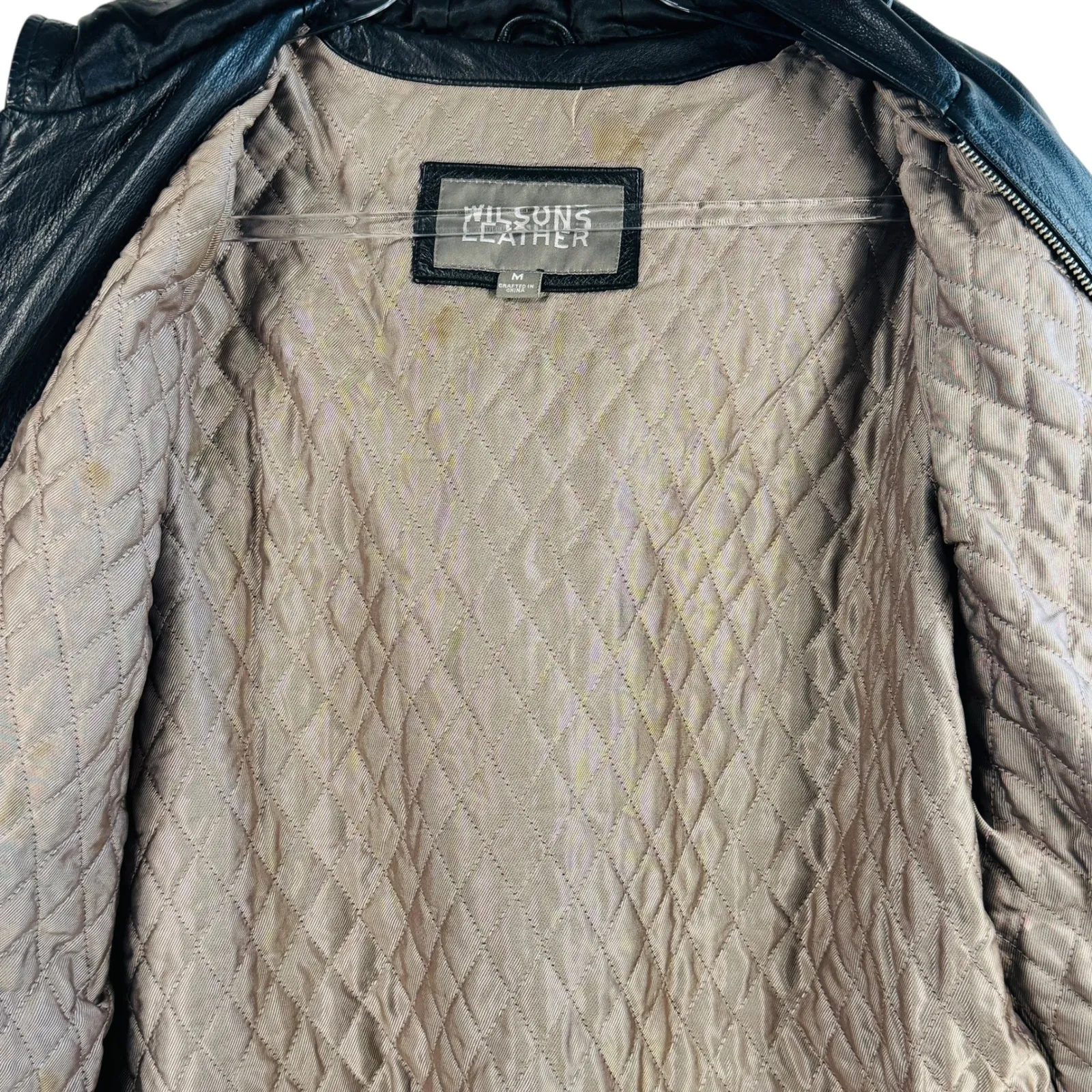 Wilsons Leather Hooded Leather Coat Full Zip Pockets Black Size M Capsule READ - Image 8