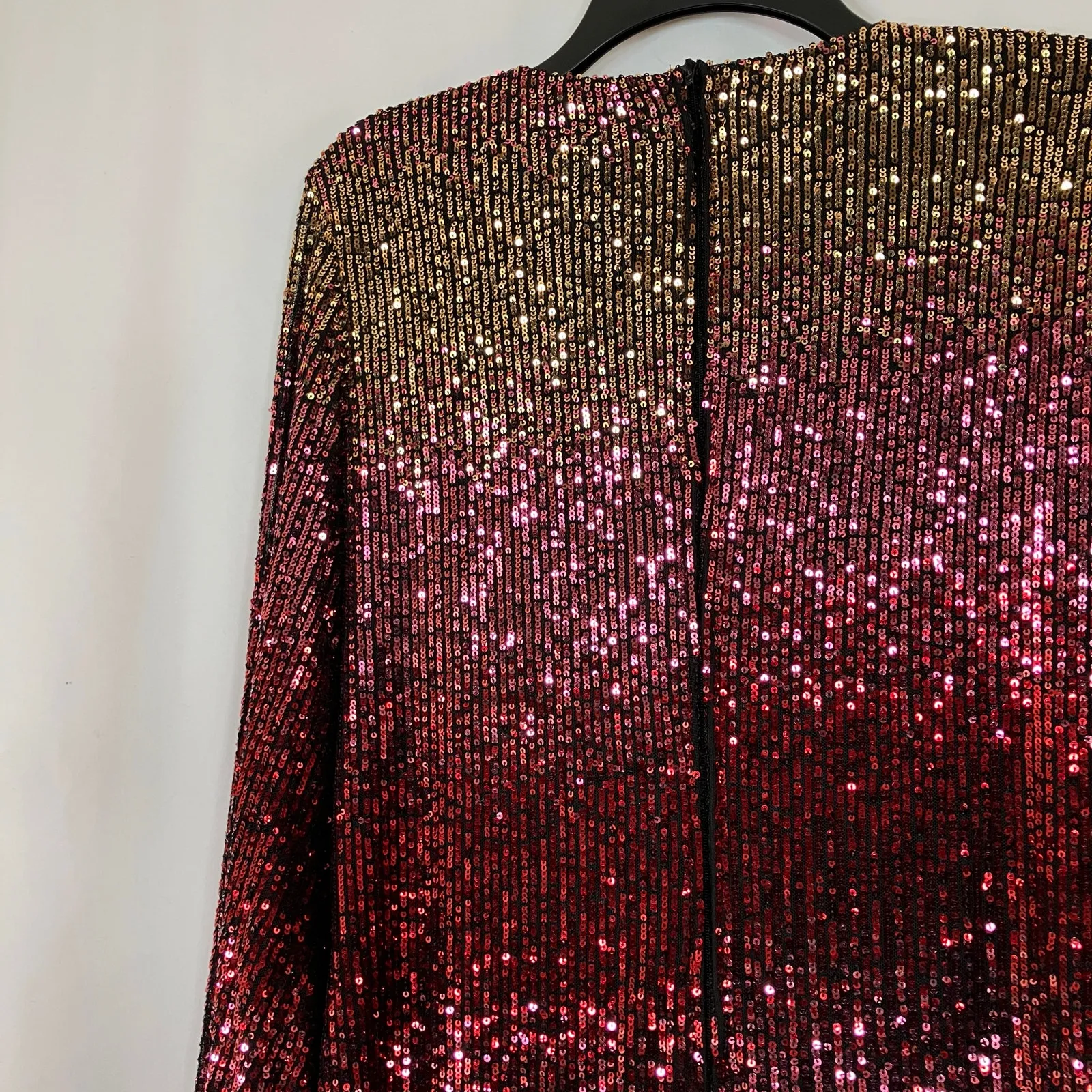 Premier Amour | Sequin Dress Long Sleeve Black Red Pink Gold Party NWT Womens 8 - Image 8