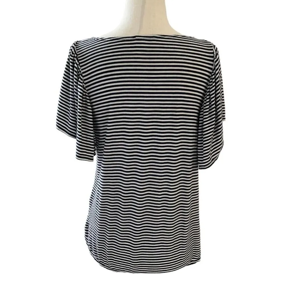 Max Studio Women Size XS Striped Blouse Shirt Flutter Sleeve 19-814 - Image 3