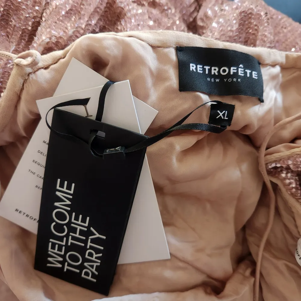 Retrofete Katya Dress in Dusty Peach XL Maxi Sequins Cowl Neck Sleeveless NWT - Image 10