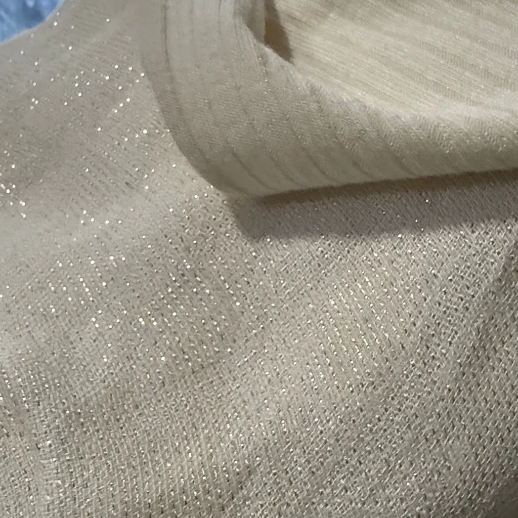 Maje scarf ivory Fringed gold fleck wrap made in Italy - Image 8