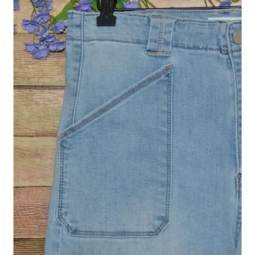 JBD Just Black Denim Ladies 30 Patch Pocket Light Wash Wide Leg Jeans High Rise Blue - Image 3