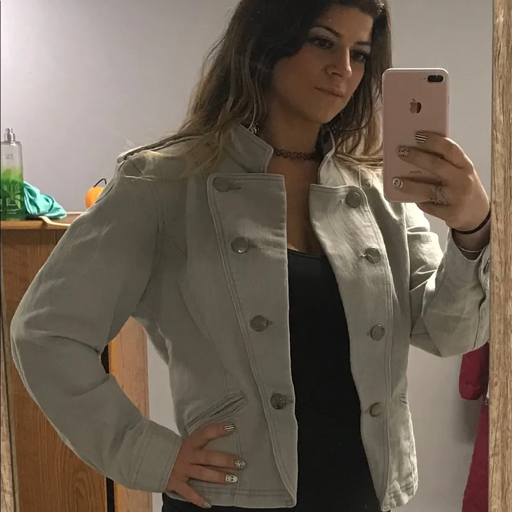 Christopher & Banks Military Denim Jacket Medium - Image 5