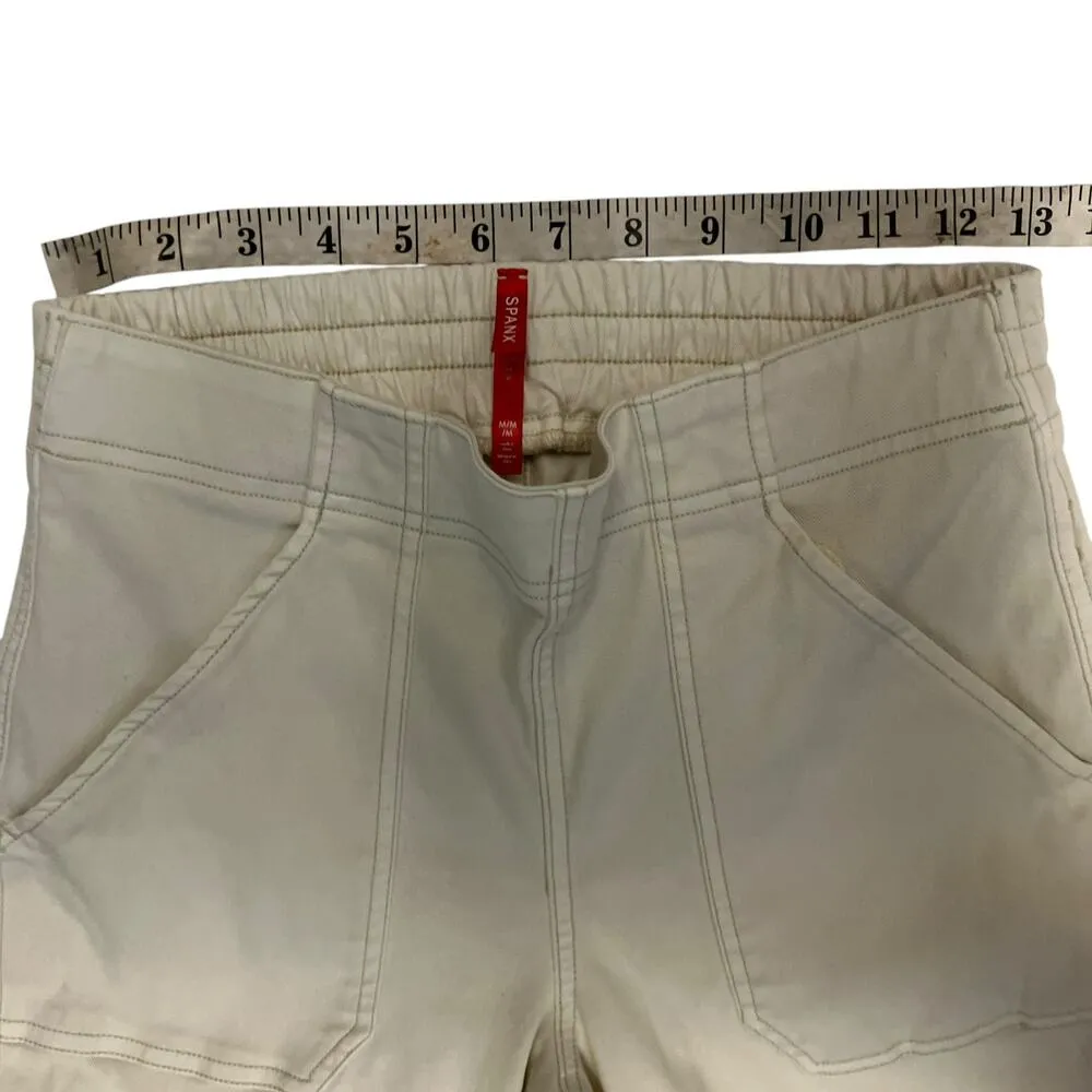 Spanx Women's Stretch Twill Cargo Joggers Cream Size Medium - Image 8