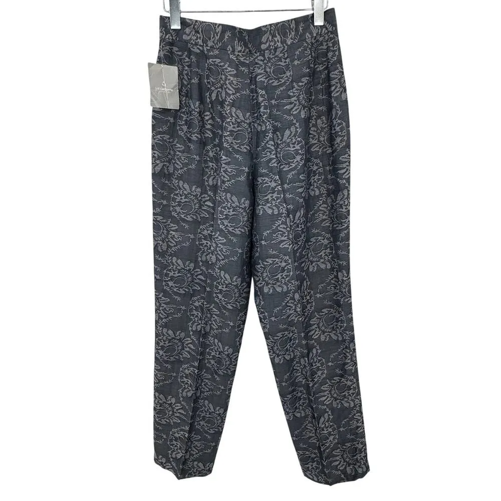 Liz Claiborne pants 12 silk linen jacquard career office lined flat straight New - Image 3