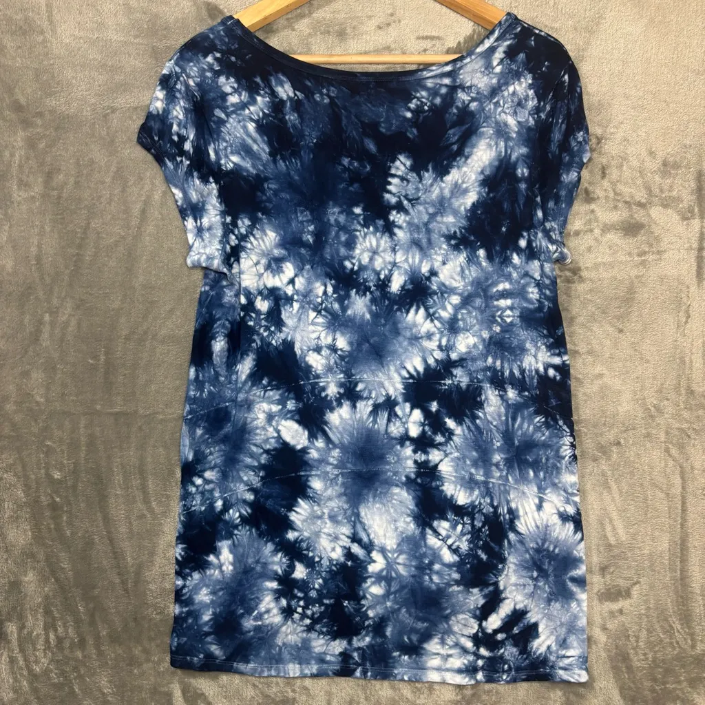Crosby Blue Tie Dye Top Women's L Boho Hippie Festival Casual Cap Sleeve Hi - Image 2