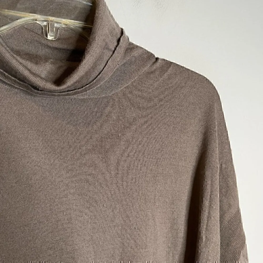 Garnet Hill taupe Merino Wool mock neck sweater - Image 2