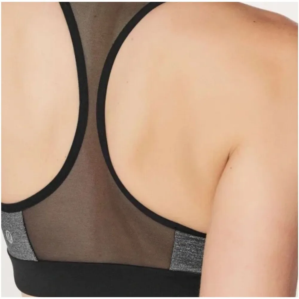 Lululemon Speed Up Bra *High Support for C/D Cup Size 8 Gray Black Mesh - Image 3