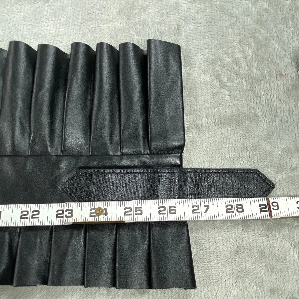 Akira Fashion Corset Womens S Black Faux Leather Belt It Up Pleated Adjustable - Image 10