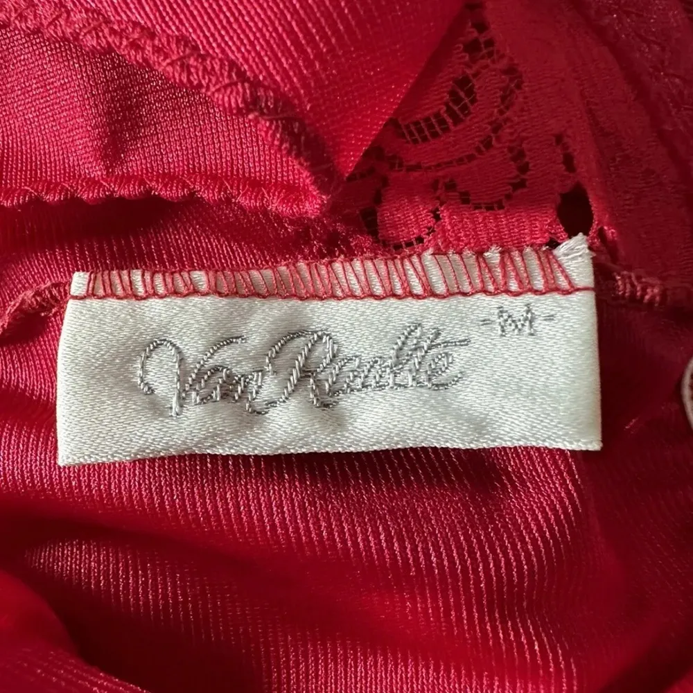 Van Raalte Vintage Full Length Swing Gown Red Lace Sz Medium Glamorous Sexy - Image 5