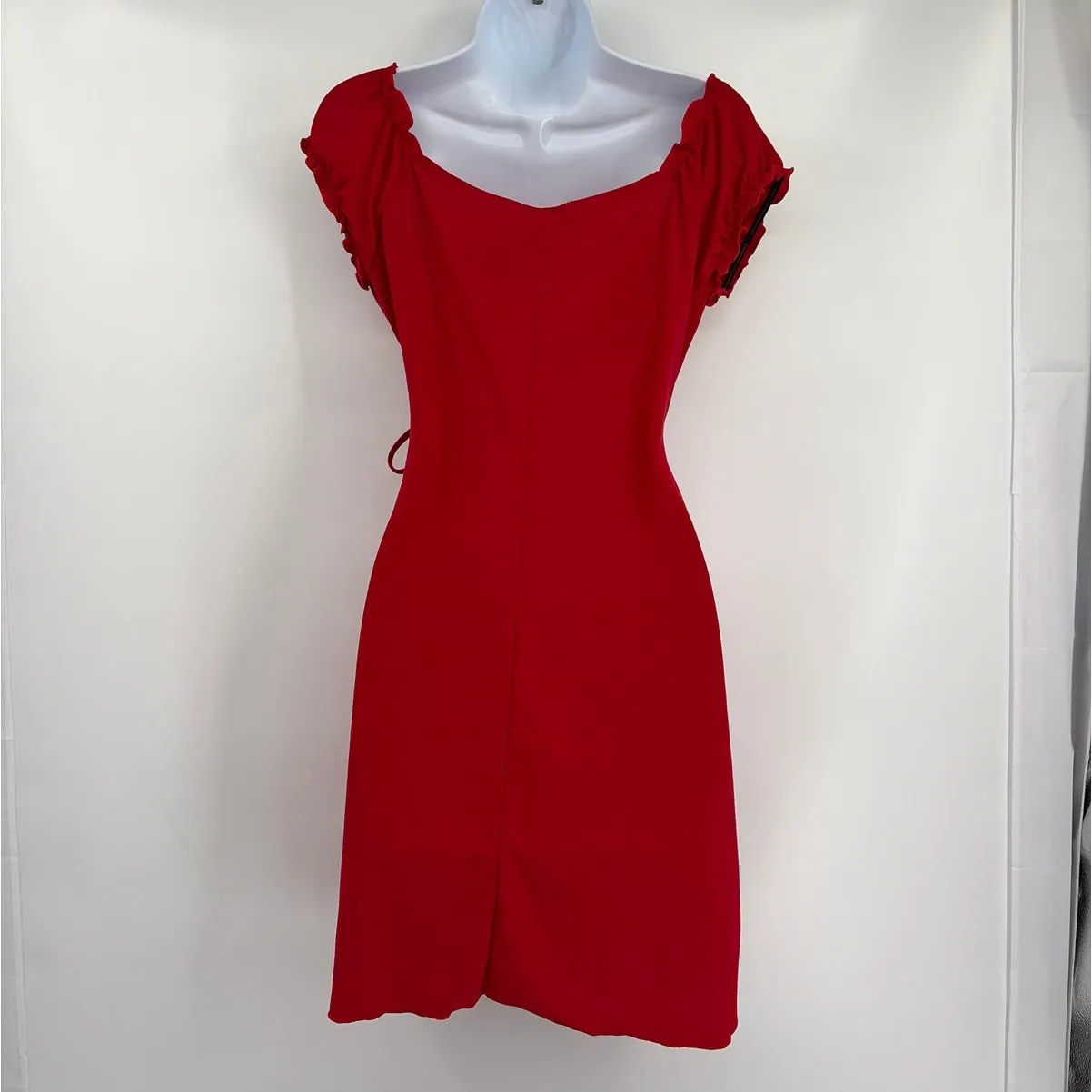 Y2K Dynamite Babydoll Dress Sz M Red Valentines Coquette Empire Flowy Romantic - Image 5