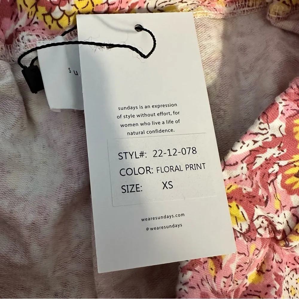 Sundays Ozeta Floral Print Shorts size XS Tie Waist NWT Pink Yellow - Image 8